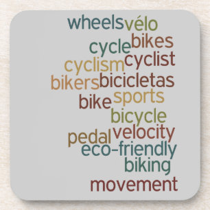 bicycle word cloud coaster