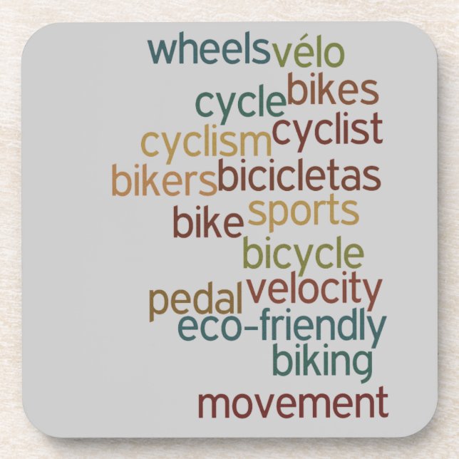 bicycle word cloud coaster (Front)