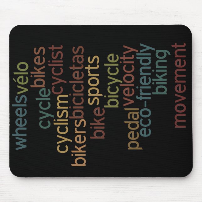 bicycle word cloud mouse mat (Front)