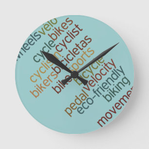 bicycle word cloud round clock