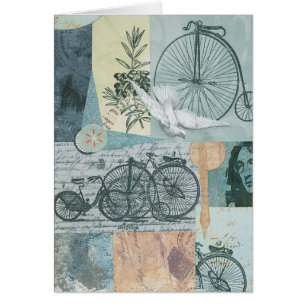 Bicycles and Peace Collage Art Card