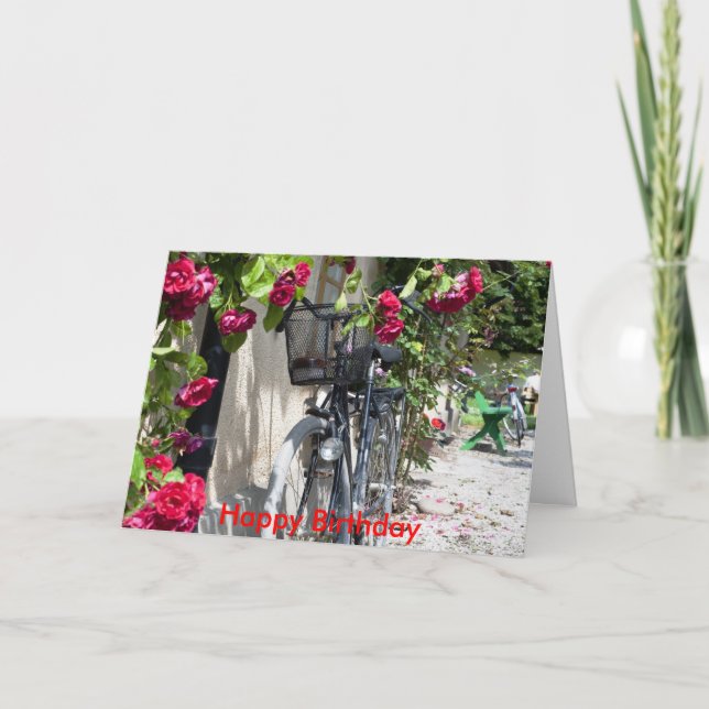Bicycles and roses in Sweden, Happy Birthday Card (Front)