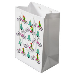 Bicycles Christmas Trees Snowman  Gift Bags