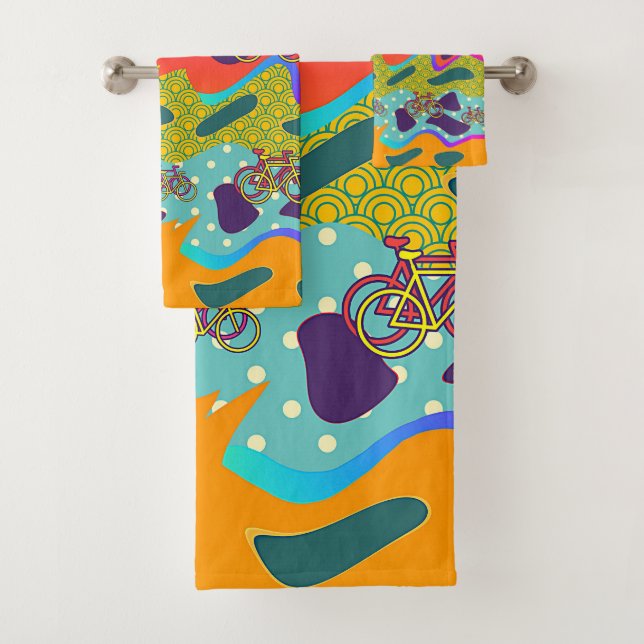 Bicycles Fun Novelty  Bath Towel Set (Insitu)