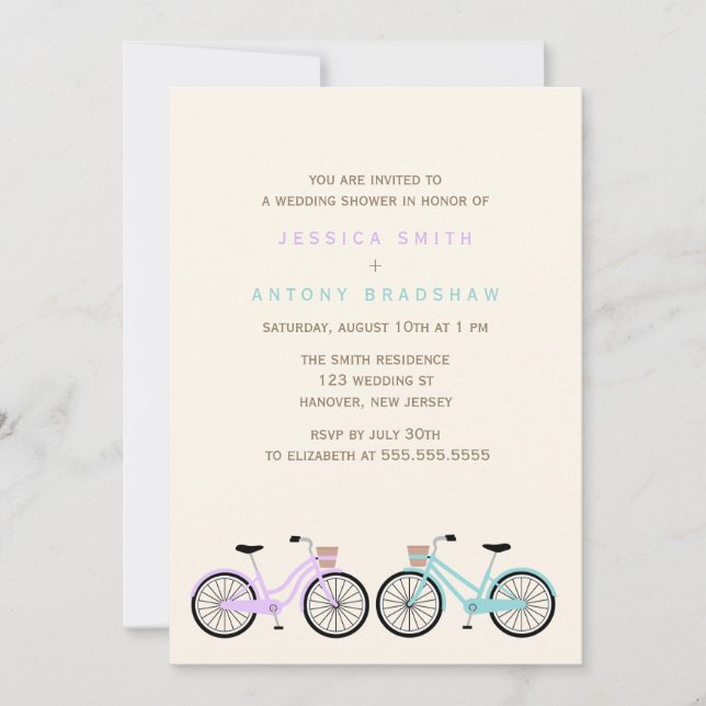 Bicycles His and Hers Bridal Shower Invitation (Front)