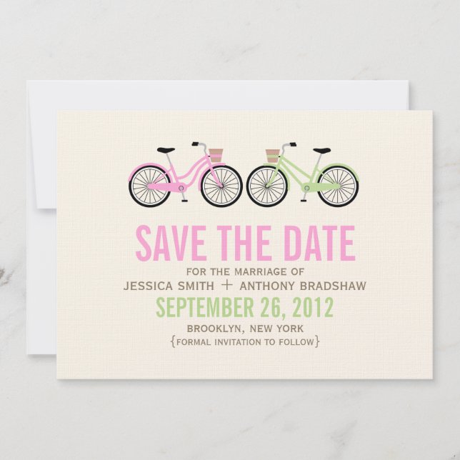 Bicycles His and Hers Wedding Save the Date (Front)