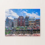 Bicycles Houses Along Amsterdam Canal Netherlands Jigsaw Puzzle<br><div class="desc">This stunning city themed jigsaw puzzle features bicycles along the canal in Amsterdam with buildings in the background. #amsterdam #netherlands #holland #canal #bicycle #bicycles #waterfront #canal #europe #european #travel #adventure #jigsaw #puzzle #jigsawpuzzle #gifts #fun #stockingstuffers #games</div>