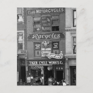 Bicycles, Motorcycles, and Chop Suey, early 1900s Postcard