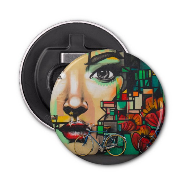 Bicycles on Graffiti wall Bottle Opener (Front)