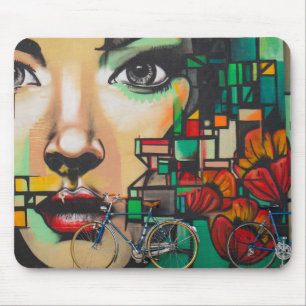 Bicycles on Graffiti wall Mouse Mat