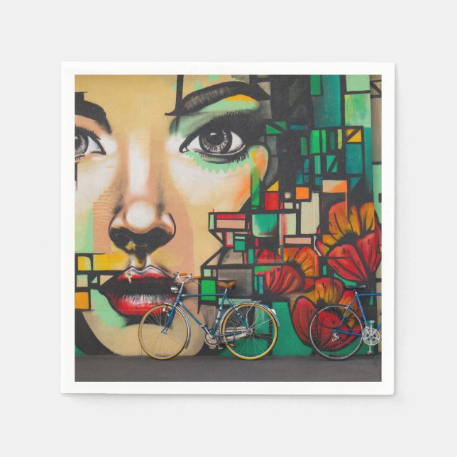 Bicycles on Graffiti wall Napkin (Front)