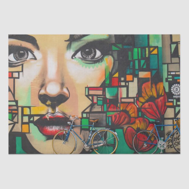 Bicycles on Graffiti wall Tissue Paper (Front)