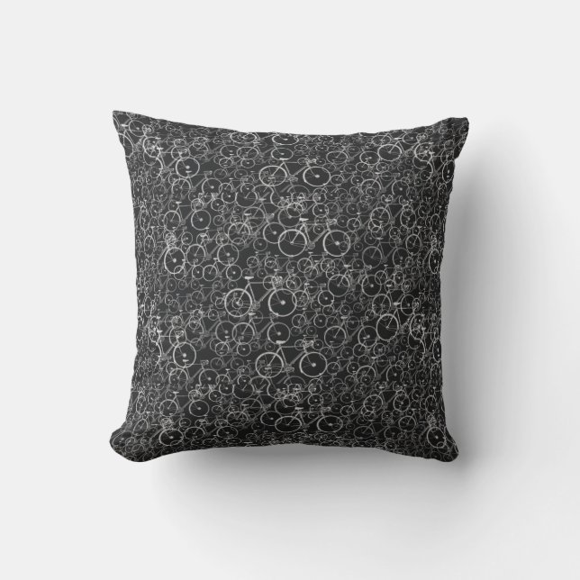 bicycles pattern b&w cushion (Front)