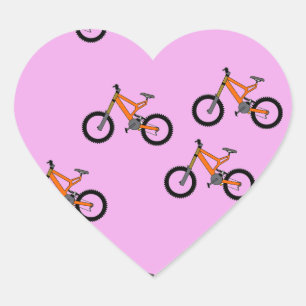 Bicycles pattern on pink heart sticker