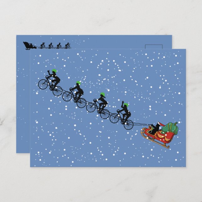 Bicycles Pulling Sleigh Folded Greeting Card (Front/Back)