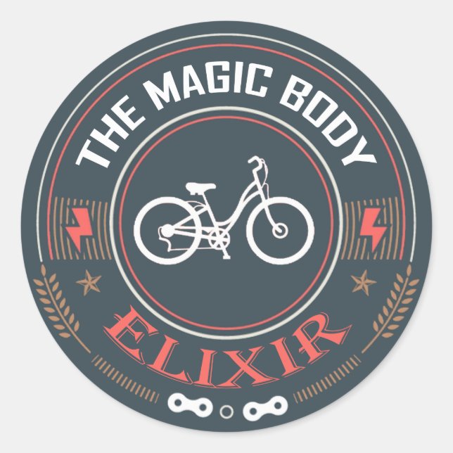 Bicycles, The Magic Body Elixir Classic Round Sticker (Front)