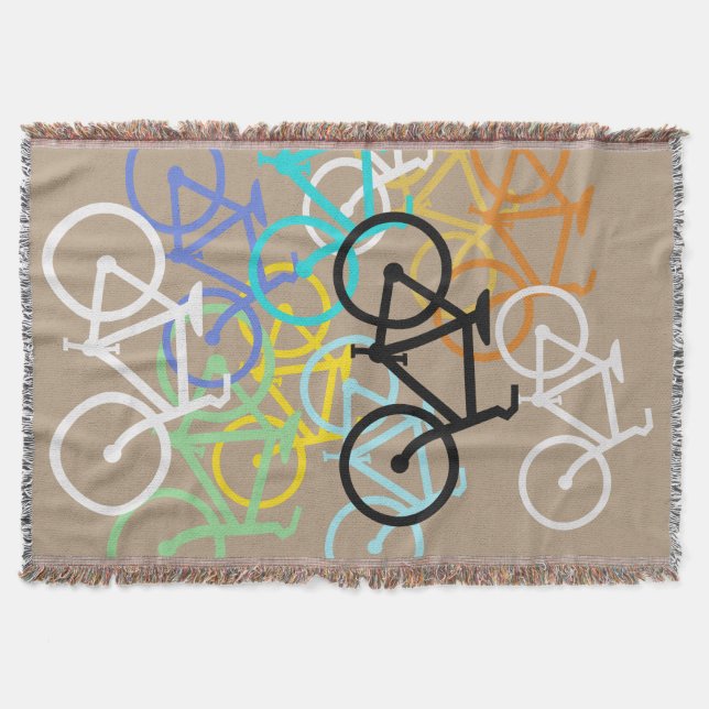 Bicycles.. with your own background colour throw blanket (Front)