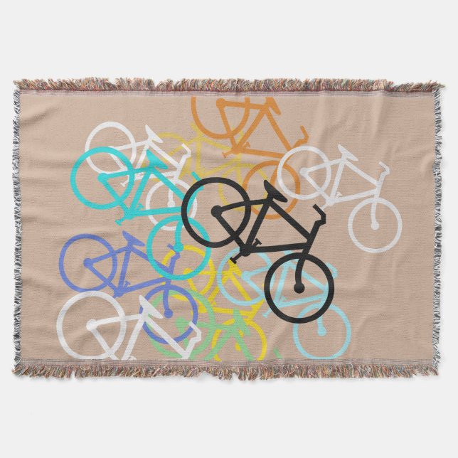 Bicycles.. with your own background colour throw blanket (Front)