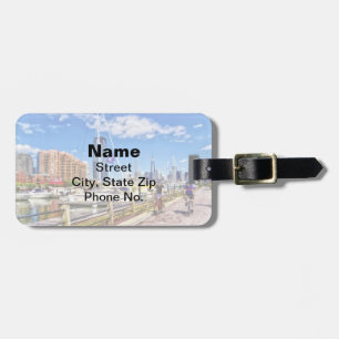 Bicycling Along Liberty Landing Marina Luggage Tag