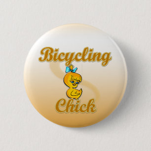 Bicycling Chick 6 Cm Round Badge
