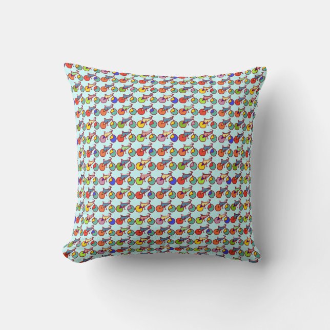 bicycling . colourful bikes cushion (Front)