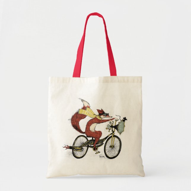 Bicycling Fox Tote by Sarah Watts Bag (Front)