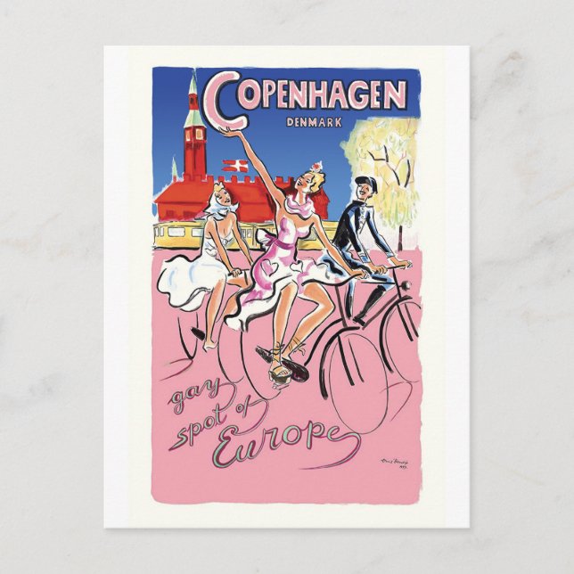 Bicycling in Copenhagen, Denmark Postcard (Front)