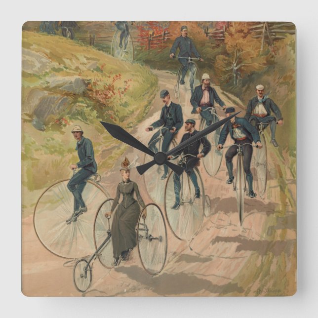 Bicycling ~ Square Wall Clock (Front)