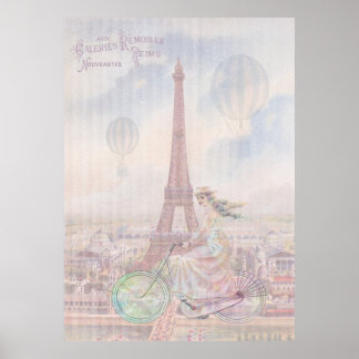 Bicycling through Paris Poster