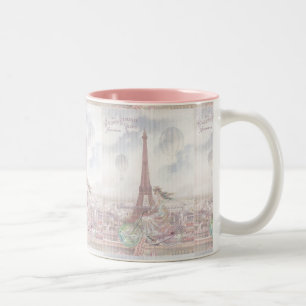Bicycling through Paris Two-Tone Coffee Mug