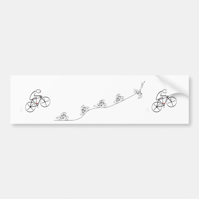 Bicyclist going over the hill bumper sticker (Front)