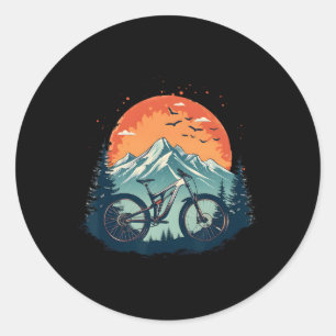 Bicyclist Illustration Downhill Mountain Biking Classic Round Sticker