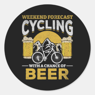 Bicyclist Weekend Forecast Cycling With A Chance O Classic Round Sticker