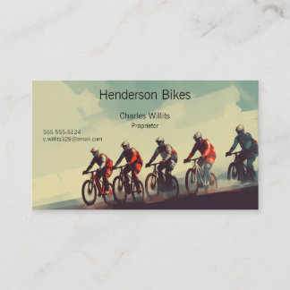 Bicyclists on a dirt road business card