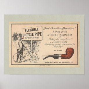 Bicyclists who Smoke a Pipe Funny Vintage Poster