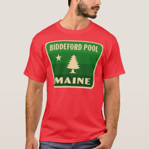 Biddeford Pool Maine Retro Pine Tree Badge Green T-Shirt
