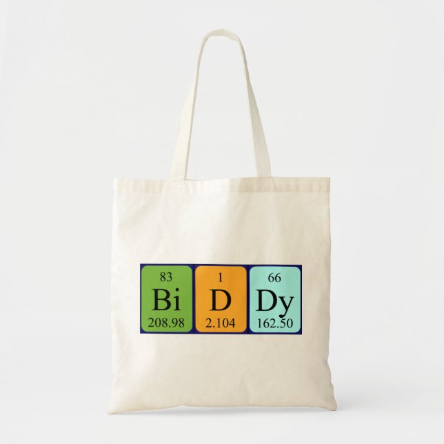 Biddy periodic table name tote bag (Front)