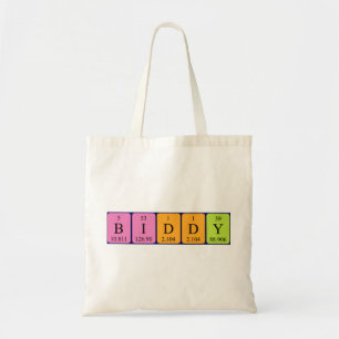 Biddy periodic table name tote bag
