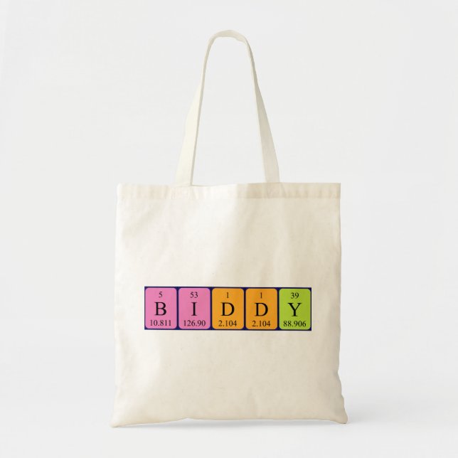 Biddy periodic table name tote bag (Front)