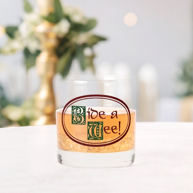 BIDE A WEE by Jeff Willis Art Whiskey Glass (Insitu (Wedding))