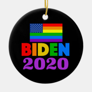 Biden 2020 Rainbow Gay Pride Ceramic Tree Decoration