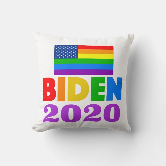 Biden 2020 Rainbow Gay Pride Cushion (Front)