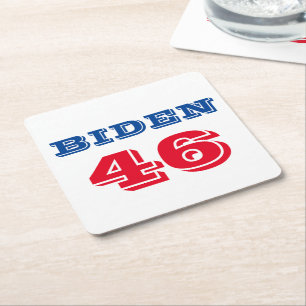 Biden 46 Collegiate Style Square Paper Coaster