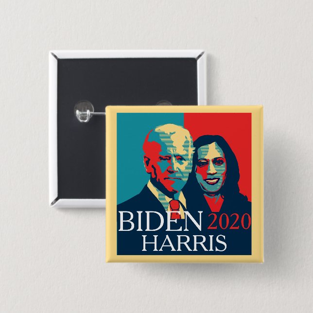 Biden and Harris 15 Cm Square Badge (Front & Back)