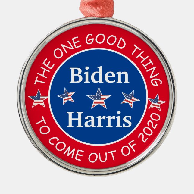 Biden and Harris 2020 Christmas Keepsake Metal Tree Decoration (Front)