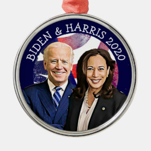 Biden and Harris Election 2020 Keepsake Metal Tree Decoration