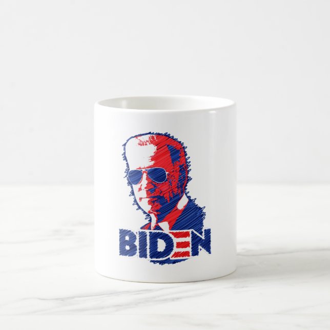 Biden Aviator Sunglasses Scribble Joe Biden 2020 Coffee Mug (Center)