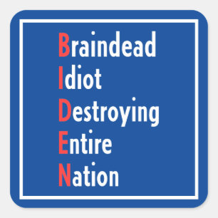 Biden - Braindead Idiot Destroying Entire Nation Square Sticker