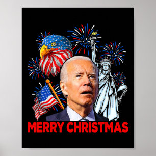 Biden Confused Patriotic Merry Christmas For 4th O Poster