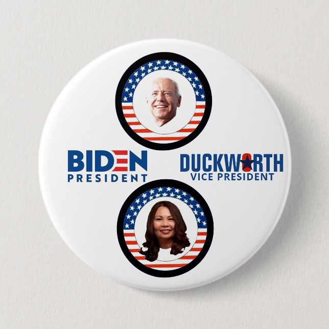 Biden/Duckworth 2020 7.5 Cm Round Badge (Front)